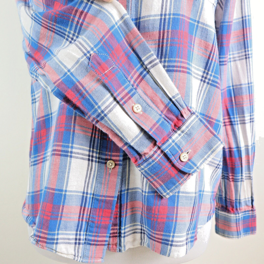 Madewell Size M Shrunken Ex Boyfriend Shirt Red Blue Plaid - Picture 8 of 10